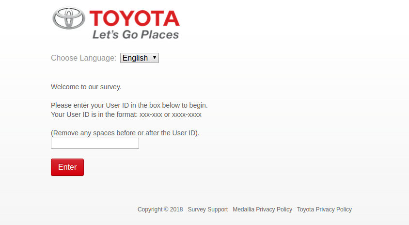 Toyota Feedback Survey