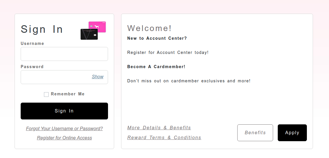 victoria secret card login