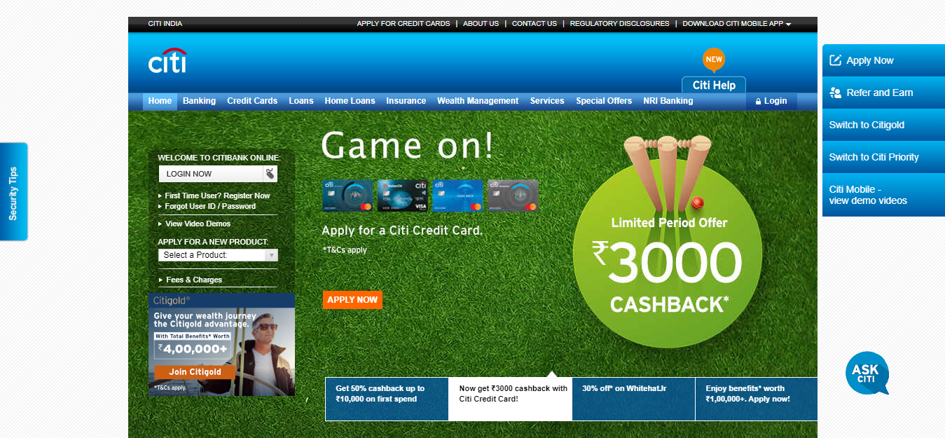 citi credit card login