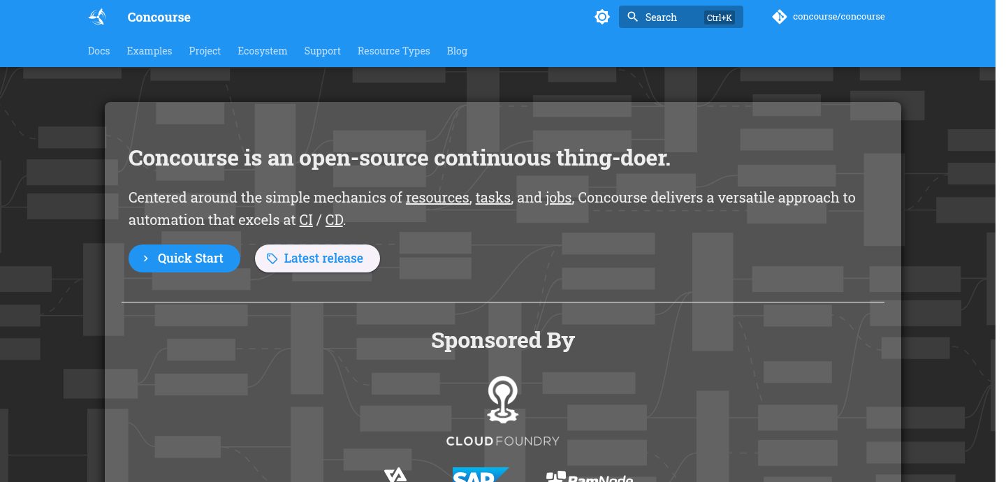 Screenshot of the Concourse CI website