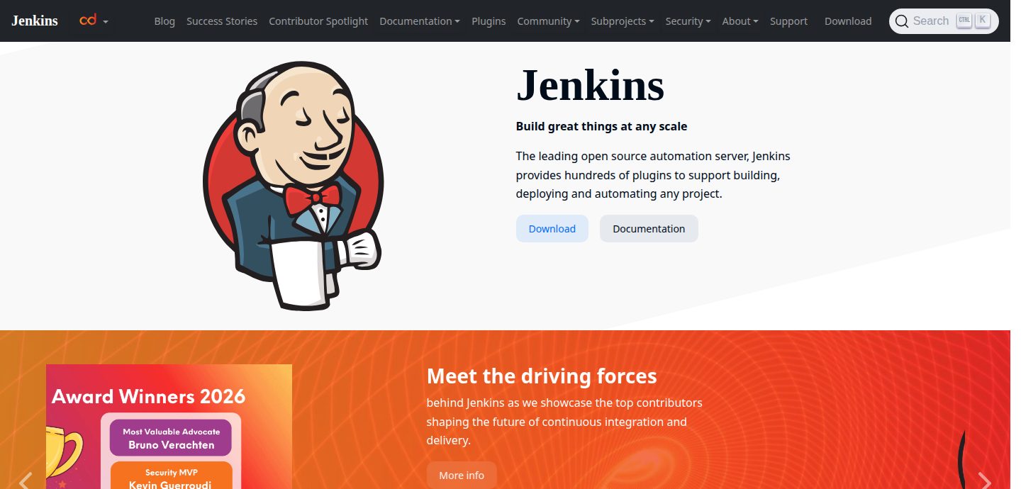 Screenshot of the Jenkins website