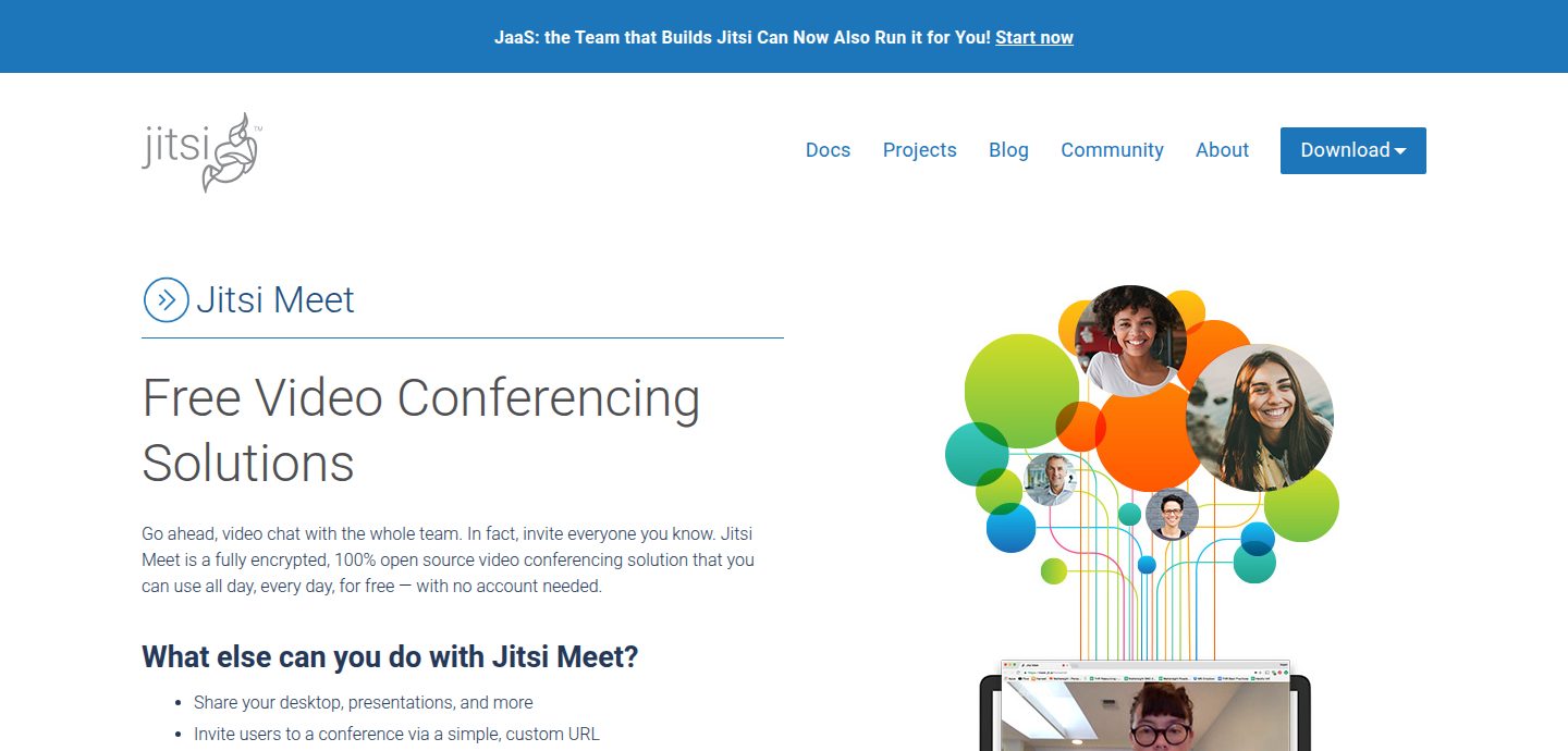 Screenshot of the Jitsi Meet website
