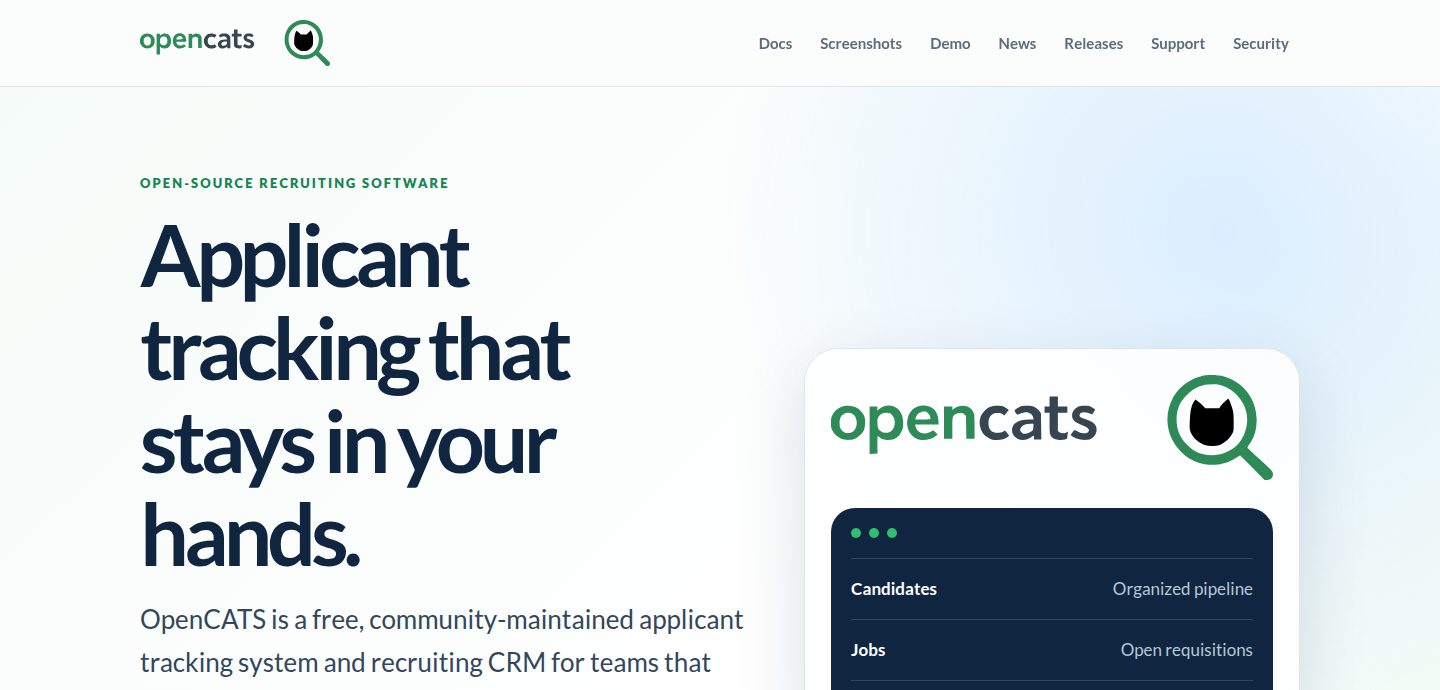 Screenshot of the OpenCATS website