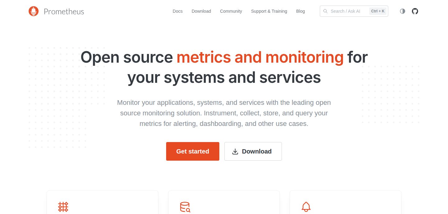 Screenshot of the Prometheus website