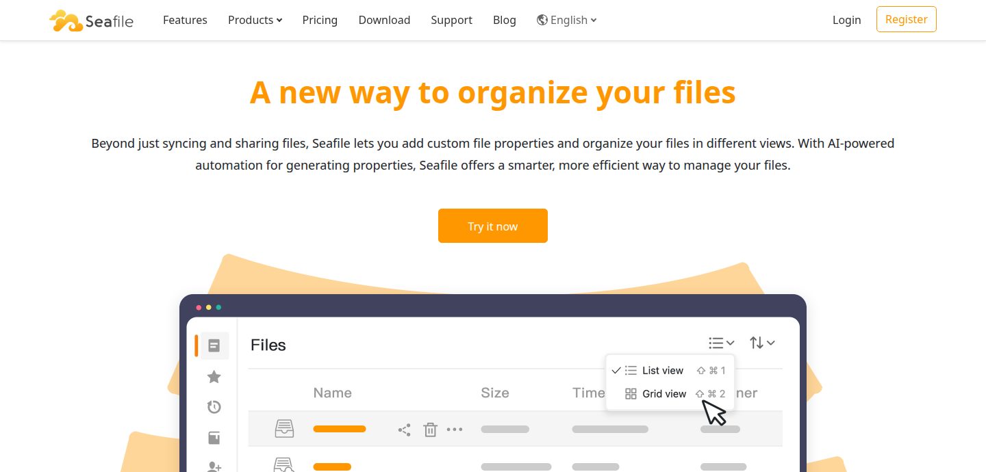 Screenshot of the Seafile website