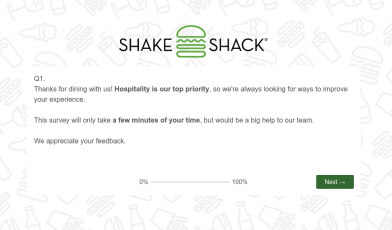 Post Purchase Survey Shake Shack