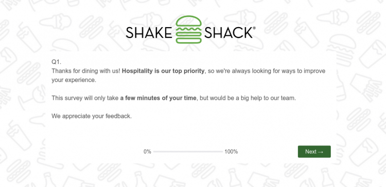 Post Purchase Survey Shake Shack