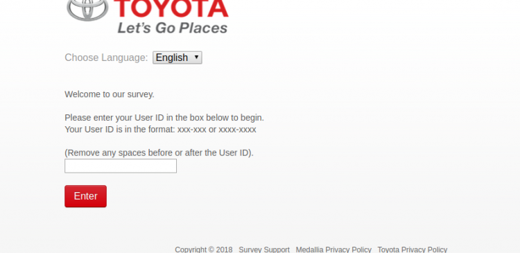 Toyota Feedback Survey