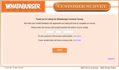 Whataburger Customer Survey