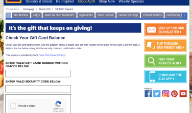 ALDI Gift Card Balance Check