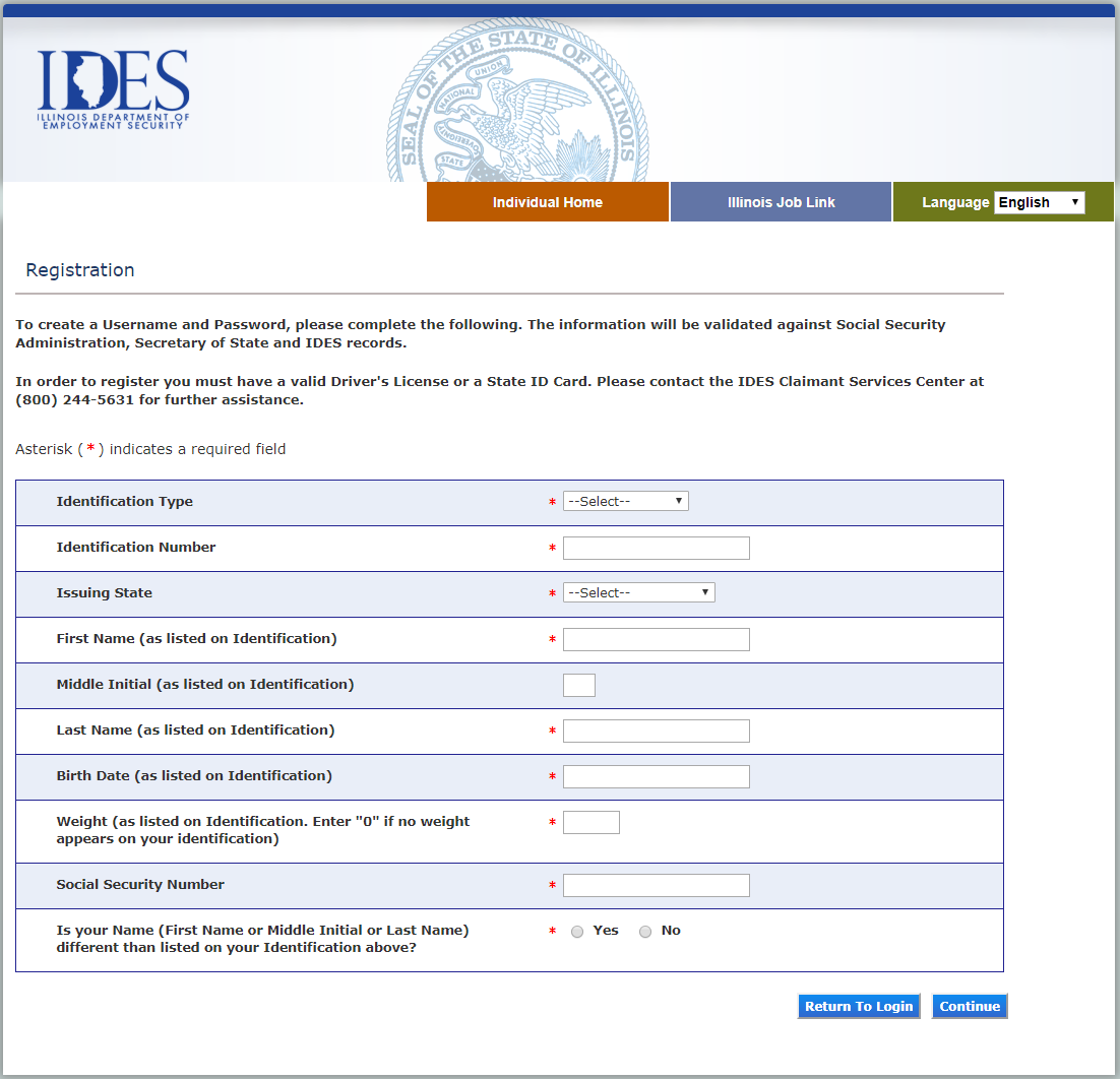enroll IDES Illinois Weekly Benefits portal