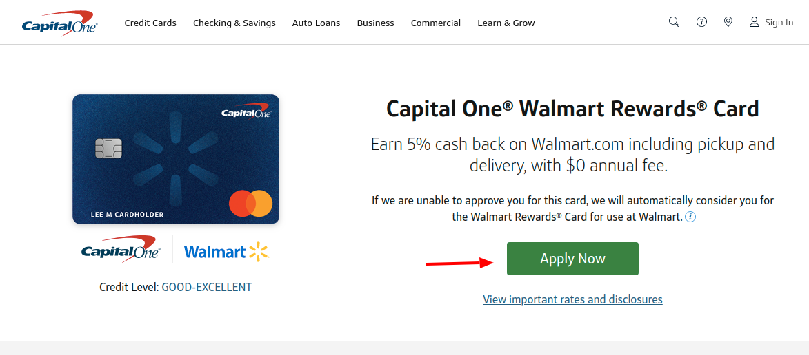 Capital One Walmart Rewards Card Apply