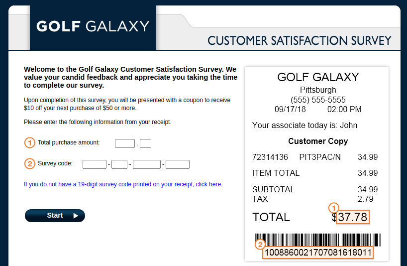 Golf Galaxy Customer Survey