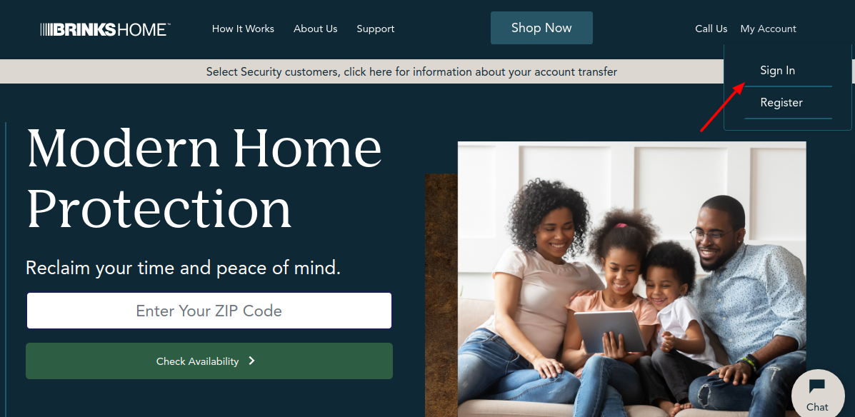 brinks home security login