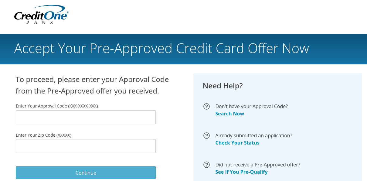 credit one bank credit card application