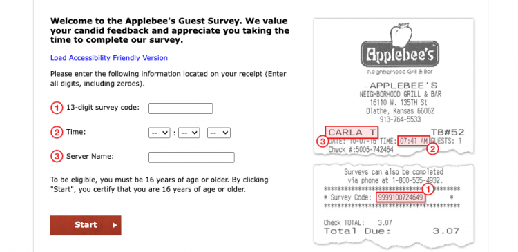 applebee's guest survey