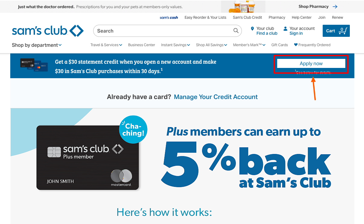 sam's club credit card application